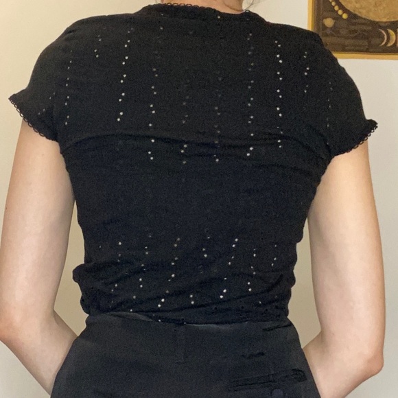 Joseph Black Casual Top Eyelets Size 3 minimalist - Picture 5 of 14